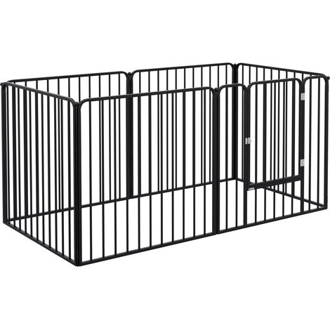Clôture pour Chiens à 6 Panneaux Modulables Intérieur et Extérieur, en Acier, 164x83x80 cm, Noir (1/5)