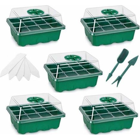 Online Store - Mini Serre pour Plantes, 5 Pièces 12 Cellules Intérieure Plateau Semis Bac à semis Pépinière Bote de Culture avec Couvercle et (1/4)