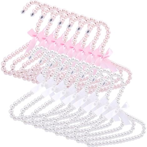 Lot de 16 mini cintres en perles de 20,1 x 18 cm avec nœud en ruban pour vêtements de princesse, pour femme, animal domestique, demoiselle d'honneur (1/5)