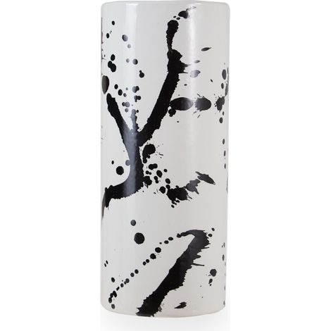 Interiors by Premier Contemporary Small Black And White Ceramic Vase, Durable Pottery Vase, Easily Maintained Vase For Flowers