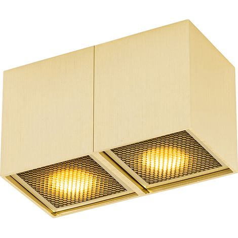 QAZQA qubo - Spot plafond, plafonnier - 2 lumière - L 16.5 cm - Doré - Design - éclairage intérieur - Salon I Chambre I Cuisine I Salle à manger