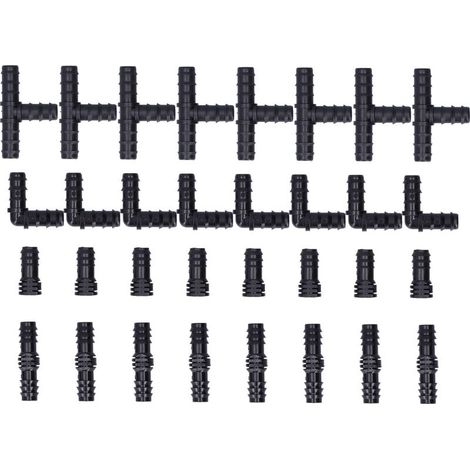 Kit di raccordo a T per irrigazione a goccia, set di tubi da 32 pezzi, sistema di irrigazione per serra e giardino, 1/2 (1/5)