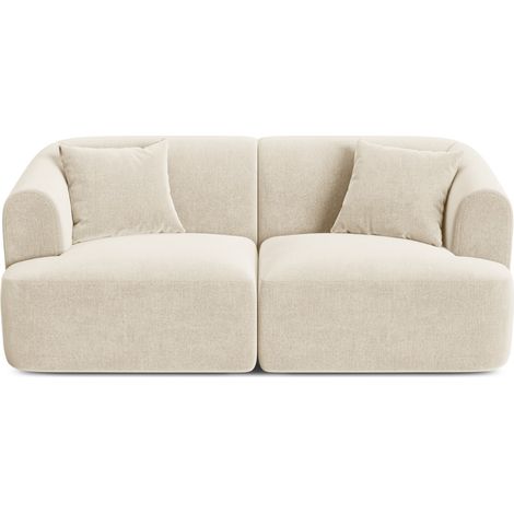 Canapé modulable 2 places en velours beige clair (1/5)