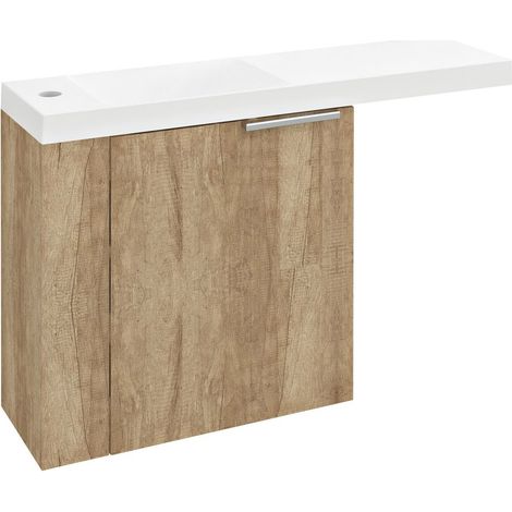 Sapho Latus - Meuble pour lave-mains 50x50x22 mm, 1 porte, charnière à gauche, chêne Alabama LT615-2222