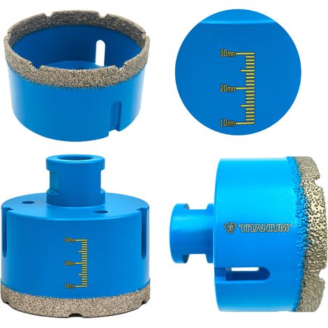 Diamant-Lochsäge 65 mm für Porzellanfliesen, M14 Titanbohrer (1/5)