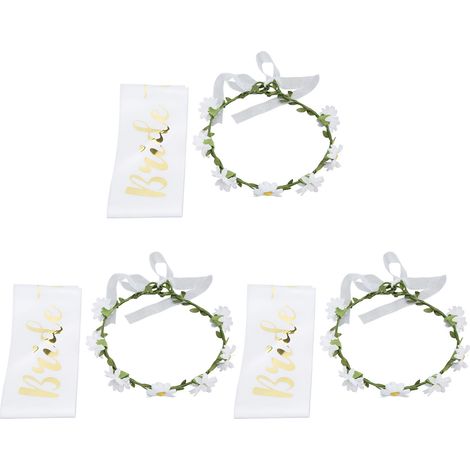 Couronne de fleurs bohème x3, taille ajustable, résistante, pour mariage, fête, festival, style féerique, réglable, portable, élégante. (1/5)