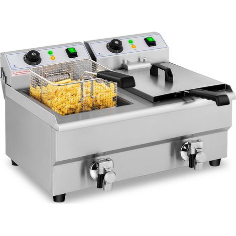 Friggitrice elettrica doppia con rubinetto 230 V 2 x 3000W 2 x 10 L (1/10)