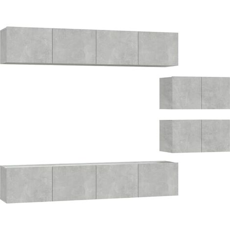Maison Exclusive - 6-tlg. TV-Schrank-Set Betongrau Holzwerkstoff (1/5)