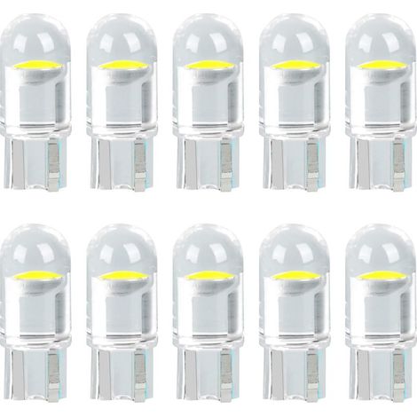 T10 W5W LED 194 168 501 Ampoules de Voiture Lampe 1SMD COB LED Lampes pour Plaque D'immatriculation Feu de Position Latéral Blanc xénon 6000K 12V Paquet de 10