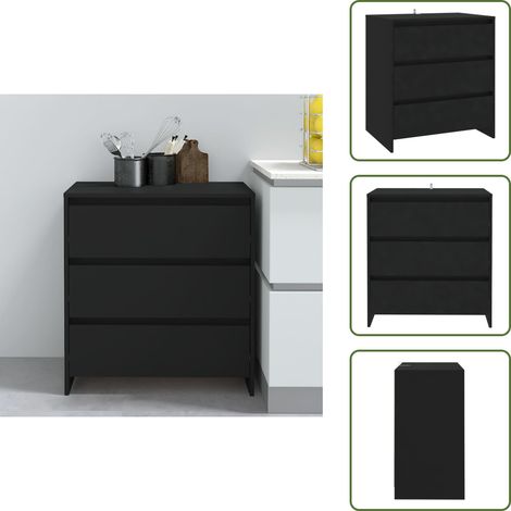 Sideboard Schwarz 70x41x75 cm Holzwerkstoff - Schreibtisch - Wohnzimmermöbel - Sideboard Schwarz - Regal - Aufbewahrung (1/5)