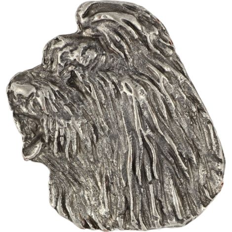 Collana con ciondolo a forma di coda di cane (Old English Sheepdog Bobtail), placcata in argento, ideale per gli amanti dei cani, un gioiello raffinato di Art-Dog. (1/4)