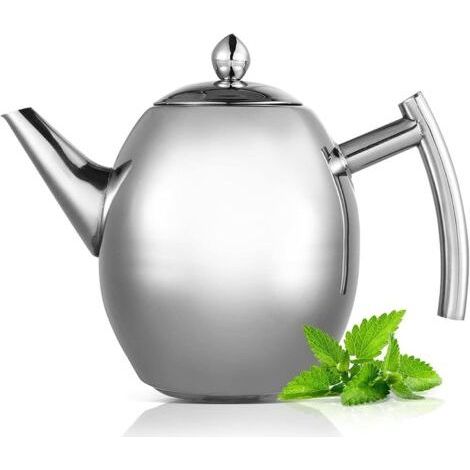Tetera de acero inoxidable, para preparar té, bebidas de café, agua caliente, jarra de agua de acero inoxidable de 1,5 l (1/5)