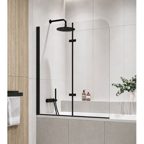 Badplaats Paroi de baignoire Austin 120 x 140 cm - noir - verre (1/5)