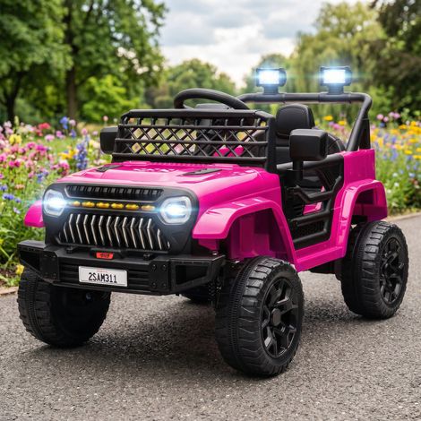 Voiture électrique enfant 4x4 télécommande 2,4Ghz, 2 moteurs 12 V, vitesse réglable, musique, klaxon, lumières LED, noir (1/5)