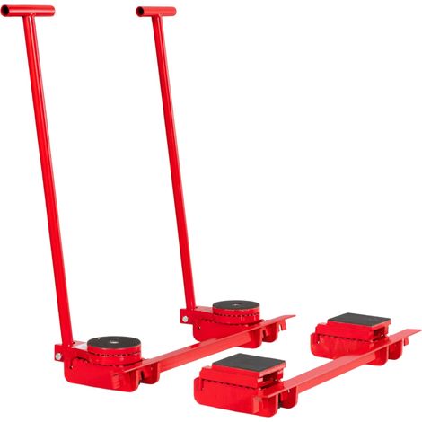 Mw Tools – Set de 4 rouleurs charges lourdes 20 t – 2 patins fixes et 2 pivotants – Rouleaux en acier avec caoutchouc antidérapant – TRS20