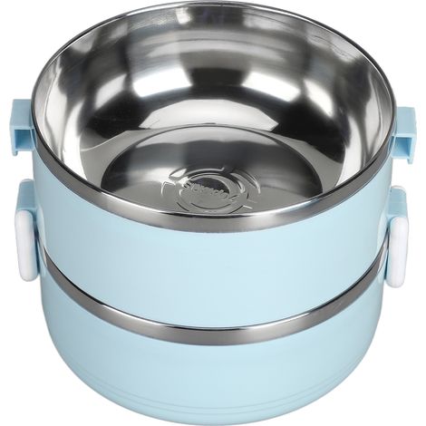 Boîte-repas isotherme empilable en acier inoxydable 304, boîte alimentaire chaude isolée, conteneur scellé double couche bleu
