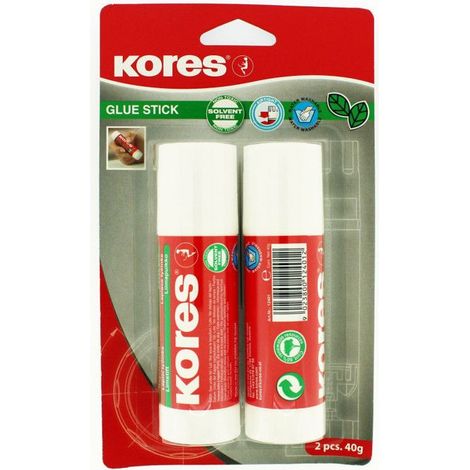 Bâton de colle - KORES - Premium - 2 x 40 g - Sans solvant - Blister de 2 pièces (1/2)