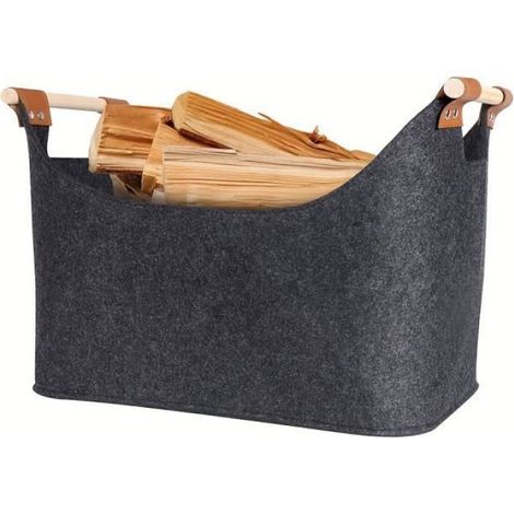 Sac à Bûches - - XXL - Feutre - 55L - Gris (1/4)