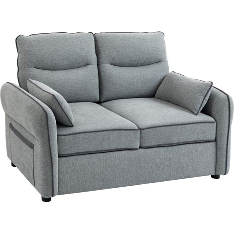 Zweisitzer-Sofa, Wohnzimmersofa aus ägyptischem Samt, inklusive 2 Kissen, Seitentasche, 136 x 81 x 90 cm, grau