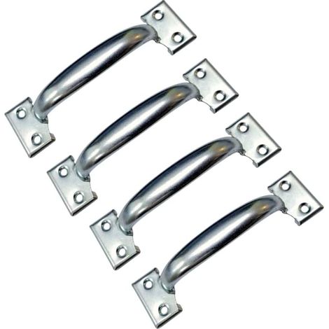 4er-Pack Retro-Scheunentorgriffe für Küchenschränke, Lochmitte zu Lochmitte: 82 mm, silbernes Eisen (1/5)