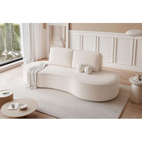 Sofa Designersofa ARLET 3-Sitzer in Stoff Abriamo Creme
