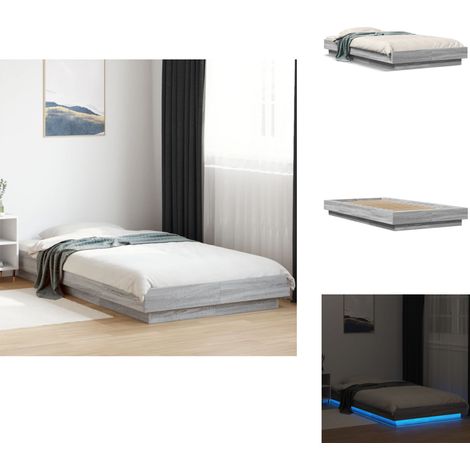 Cadre de lit et lumières LED sans matelas sonoma gris 90x190 cm - Cadre De Lit - Lit Avec Led - Luminaire De Lit - Éclairage De Chambre - Sommier (1/5)