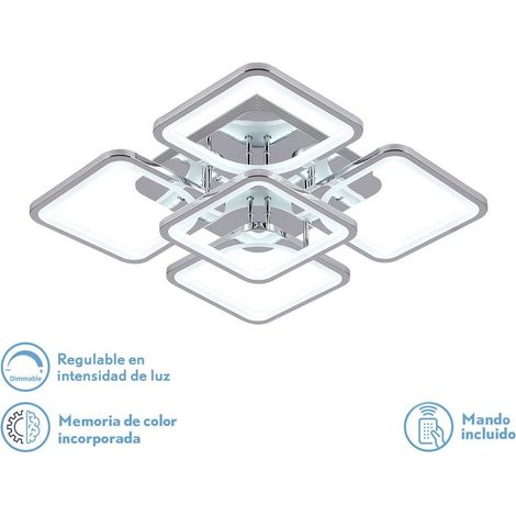 Plafon 129w 3000-4000-6500k Cromo Elara 9x58x58Cm 17415lm C.remoto,regulador Y Memoria (1/4)