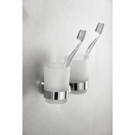 Bicchiere portaspazzolini con supporto Duo Bosio lucido WENKO