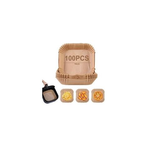 Linghhang – Packung mit 100 Blatt 16 cm großem Backpapier – Antihaft- und ölbeständig – Für Heißluftfritteusen (3–4,5 l) – Umweltfreundlich und biologisch abbaubar (1/5)