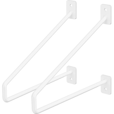 ML-Design 2 Pezzi Staffe per Mensole 220 mm Bianco in Acciaio Supporto per Mensola Galleggiante Industriale per Montaggio a Parete Staffa di Scaffale a Muro Staffa a Muro Supporti per Mensole Mobili