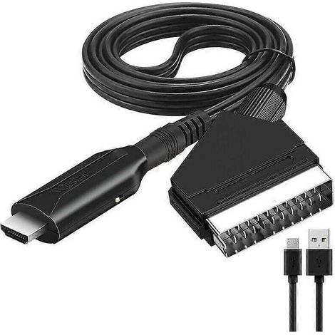 Câble SCART vers HDMI - Adaptateur SCART vers HDMI - Convertisseur audio/vidéo multifonctionnel SCART vers HDMI 1080p/720p (1/4)