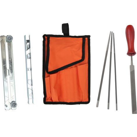Kit d'affûtage tronçonneuse 8 pièces, limes rondes et plates avec étui de transport durable (1/5)