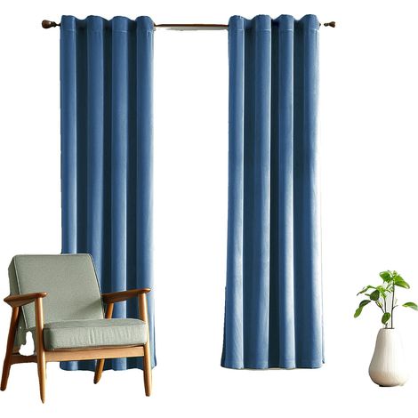 Tenda in velluto, termoisolante, blu, altezza 108 pollici (1/2)
