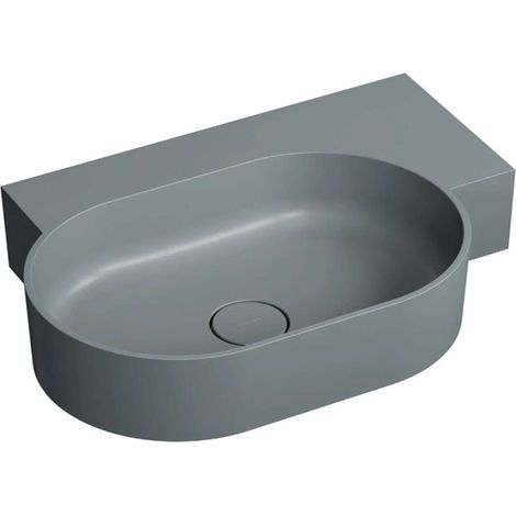 OMNIRES Ovo M+ - Waschbecken 65 x 45 cm, ohne Überlauf, ohne Armaturenloch, rechts, mattgrau OVO645UWPAG (1/5)