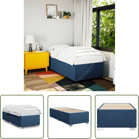 The Living Store Bettgestell ohne Matratze Blau 80x200 cm Stoff - Bettes - Schlafsofa - Boxspringbetten - Doppelbett - Einzelbett (1/5)