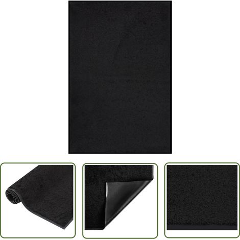 The Living Store Paillasson Noir 80x120 cm - Tapis D'entrée - Paillasson Intérieur - Paillasson Extérieur - Tapis Absorbant - Tapis Antidérapant (1/5)