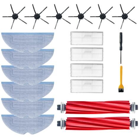 20 Kit Accessoires Pièces de Rechange pour Xiaomi Roborock S7 S7+ S7 Plus S7 MaxV Plus Ultra T7 T7S T7 Plus T7S Plus, 2 brosses principales, 4 brosses latérales, 4 filtres, 6 Serpillière (1/5)