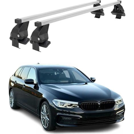 OMAC Dachträger Querträger Stahl für BMW 5er Touring G31 2017-2023 – Abschließbar – City-Crash-getestet – DIN 75302:2019 – ISO/PAS 11154:2006 – Max. 50 kg Silber (1/5)