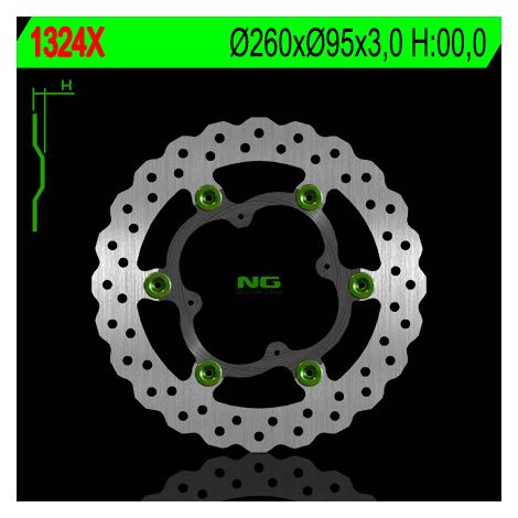 Disco de freno delantero NG para KTM 250/350 FREERIDE '12-'15 (flotante) (260x95x3) (4x6,5 mm) (sin orificio para sensor de velocidad) Wave