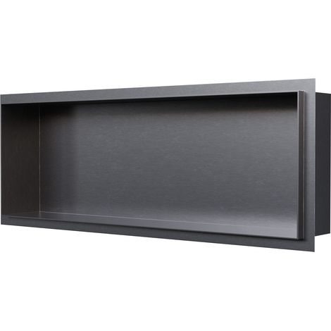 BERNSTEIN - Nicchia per doccia in acciaio inox senza telaio, ripiano incorporato - 20x60x10cm - NT206010X Metallo di fucile Canna di fucile (1/4)