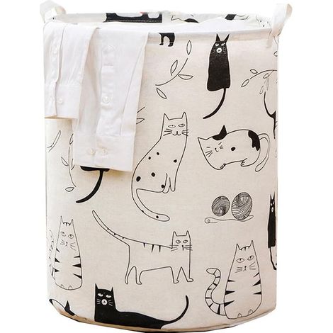 Grande Panier à Linge Sale Pliable Imperméable 4842cm Organiser Paniers pour Vêtements Stockage de Jouets Household Organisateur Panier de Rangement (Chats) (1/4)