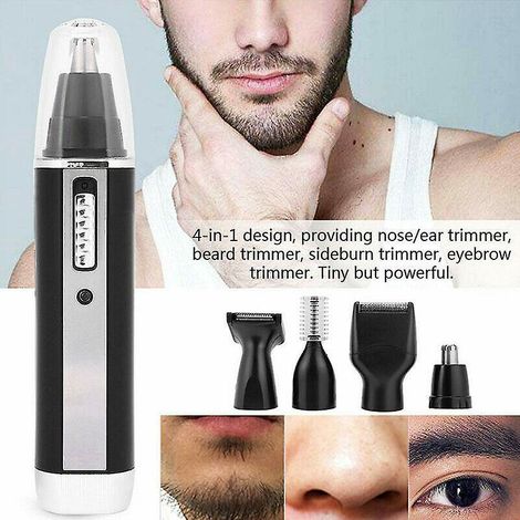 tondeuse Professionnelle Pour Nez Et Oreilles Rechargeable Par Usb, Tondeuse Pour Nez Indolore Quatre En Un Mle Et Femelle, Lame Double Face Tanch (1/5)