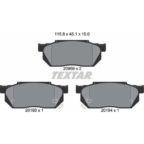 Kit de plaquettes de frein, frein à disque Textar 2095902 HONDA 06450S3Y010