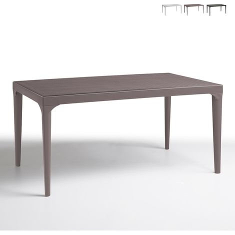 Bica – Table de jardin rectangulaire 150x90cm – Structure en polypropylène résistante aux intempéries – Pour 4-6 convives – Design moderne gris tourterelle