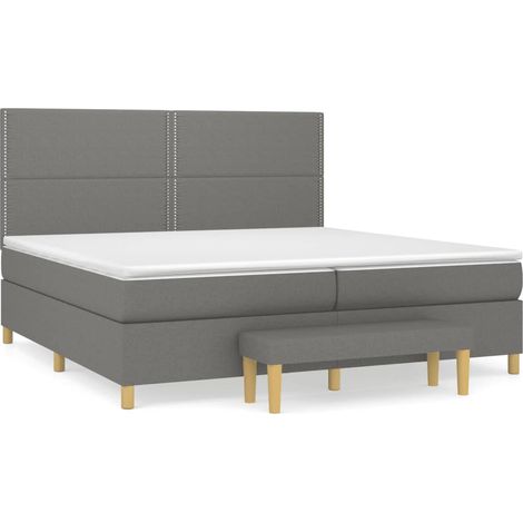 Maison Exclusive - Giroletto a Molle con Materasso Grigio Scuro 200x200 cm Tessuto (1/5)