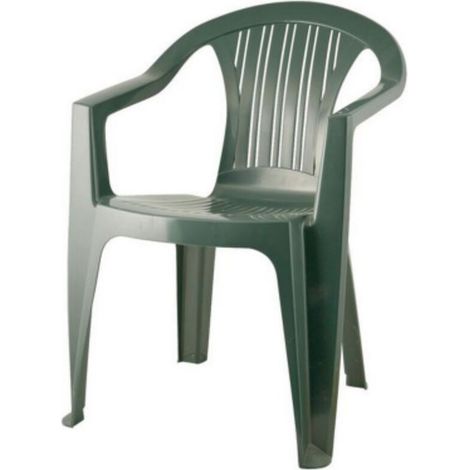 Fauteuil empilable en polypropylène vert – Résistant aux intempéries – Dimensions 56x56 H79 cm – Pour espaces extérieurs