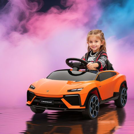 Orange - Voiture électrique 12V 3-8 ans, portes ciseaux, 2 moteurs, suspension, télécommande, MP3