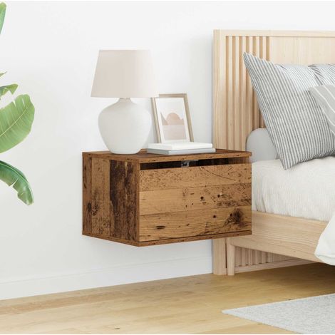Wandmontiertes Nachttischchen 2 pcs Altholz Holzwerkstoff