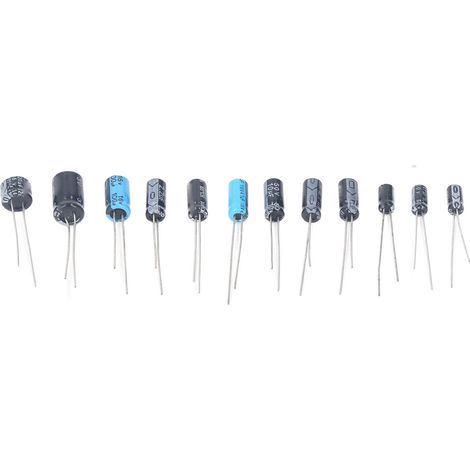 Lot de 120 condensateurs électrolytiques 12 valeurs 0.22-470UF 50V 16V noirs aluminium pour réparation TV radio ampli (1/5)