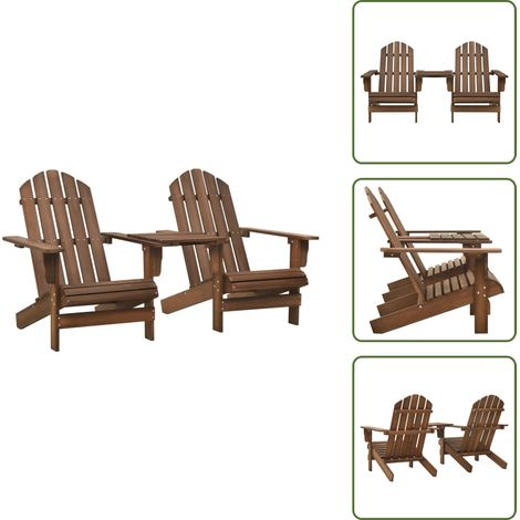 The Living Store Chaises de jardin Adirondack avec table bois de sapin marron - Chaise Adirondack (1/5)